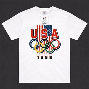 Vtg 1996 Olympic T Shirt Big XXL Single Stitch NWT Hanes Heavyweight Licensed
